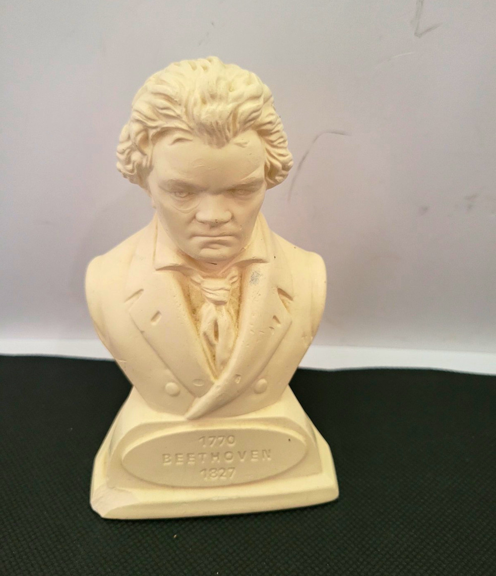 Beethoven Mini Bust Sculpture Plaster Cast Figurine 5in 4x2in Music Theme